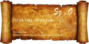 Sziklay Orsolya névjegykártya